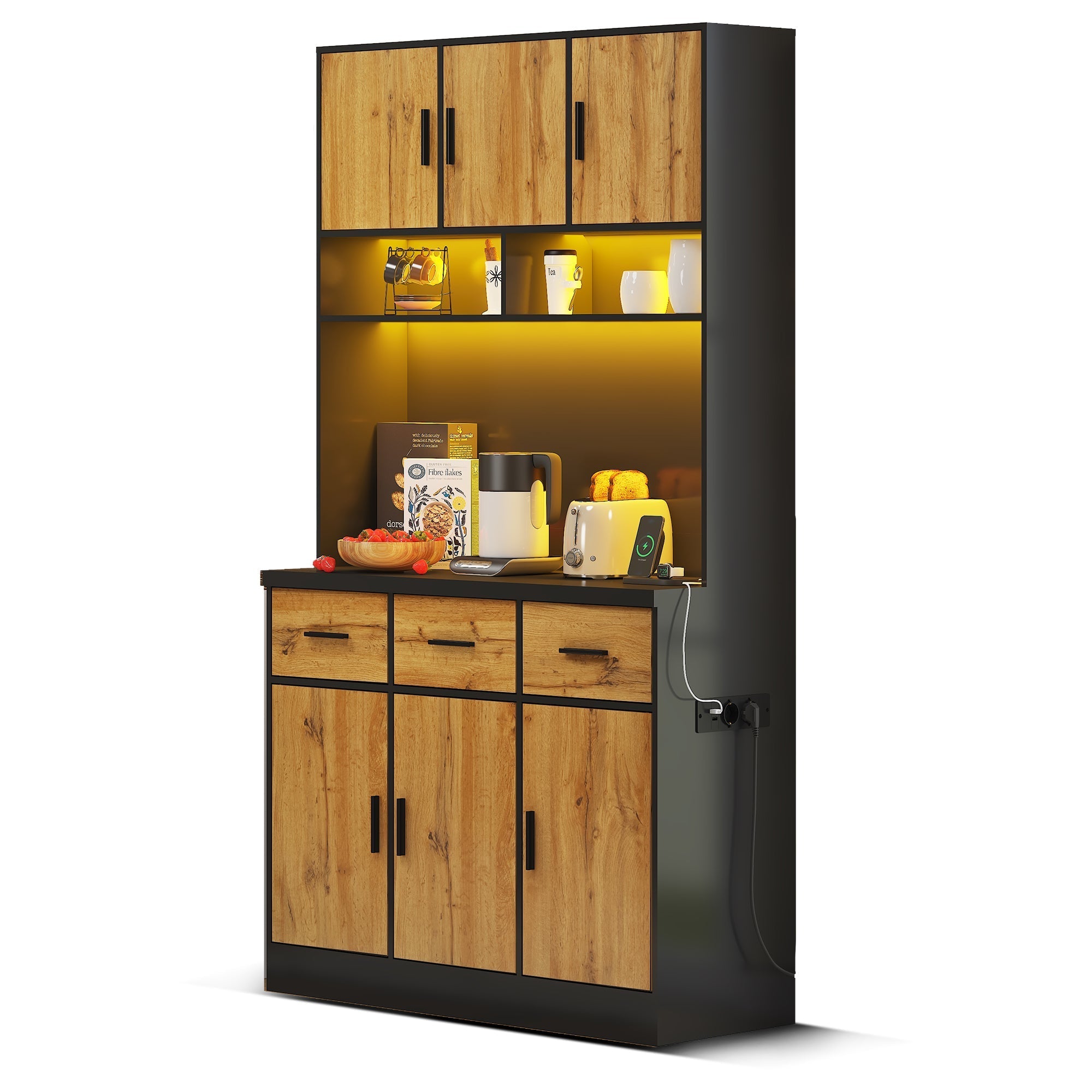 Multifunctional Buffet 100x40x180cm with LED, App Control, Drawers & Power Outlets