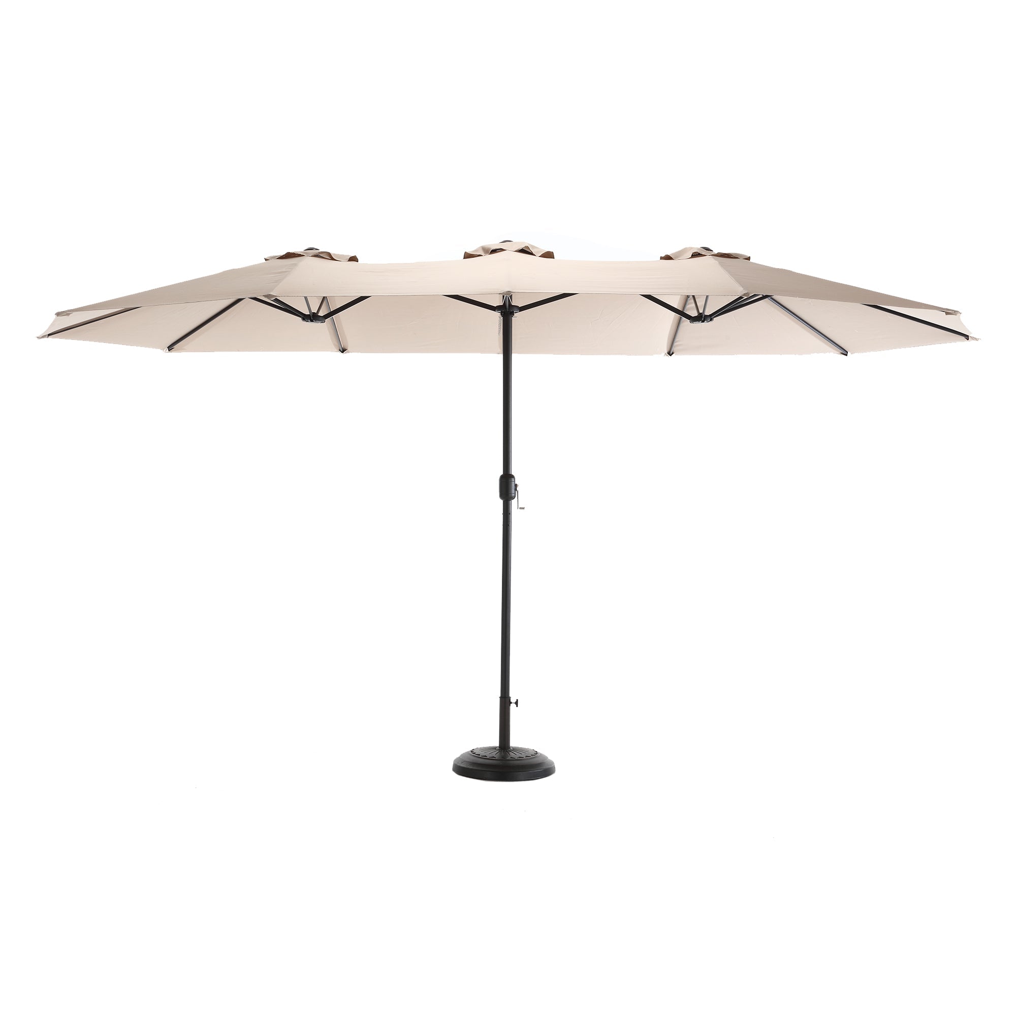 14.8 Ft Double Sided Outdoor Umbrella Rectangular Large with Crank, Khaki