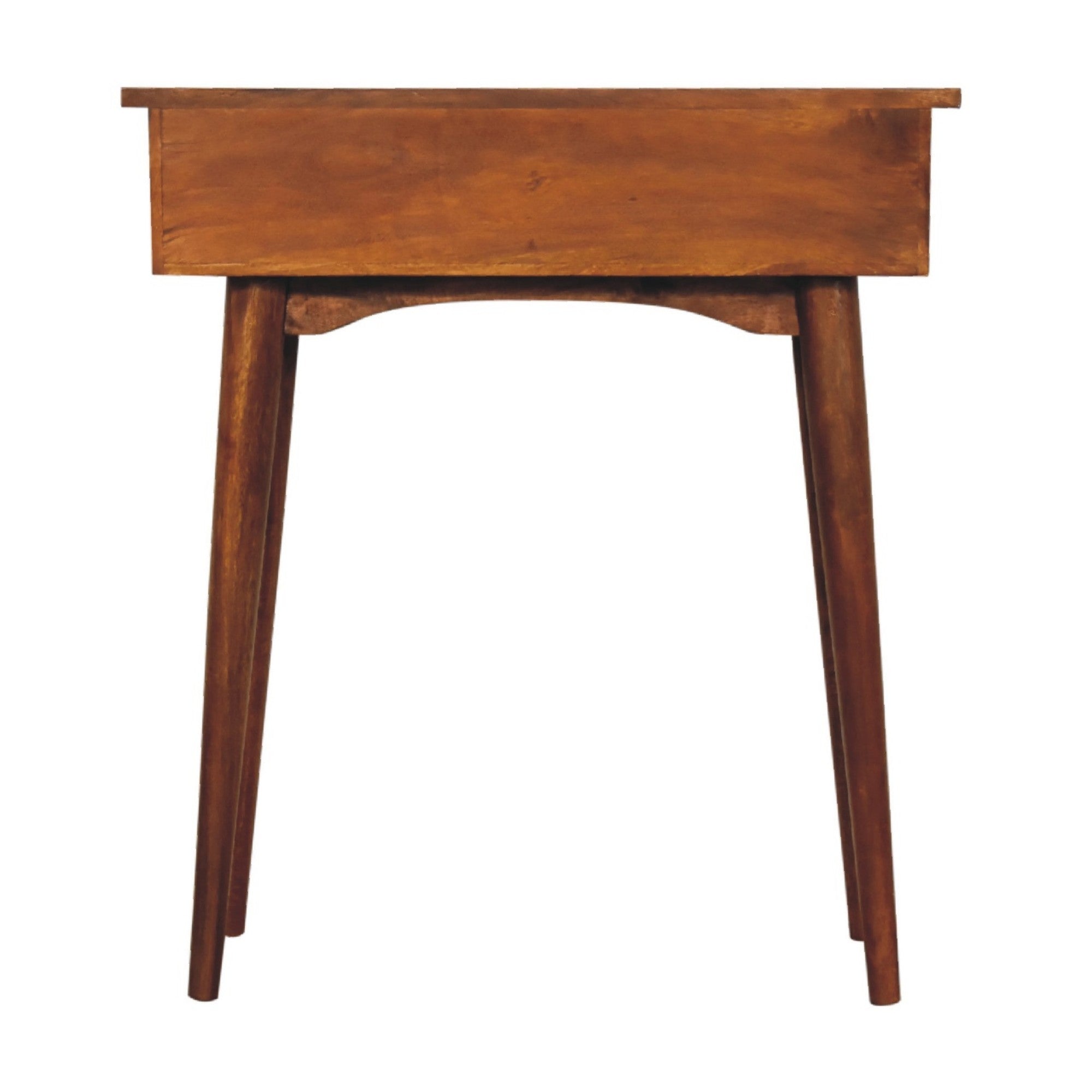 Solid Wood Mini Hallway Console, 2 Drawers, Nordic Legs, Chestnut Brown