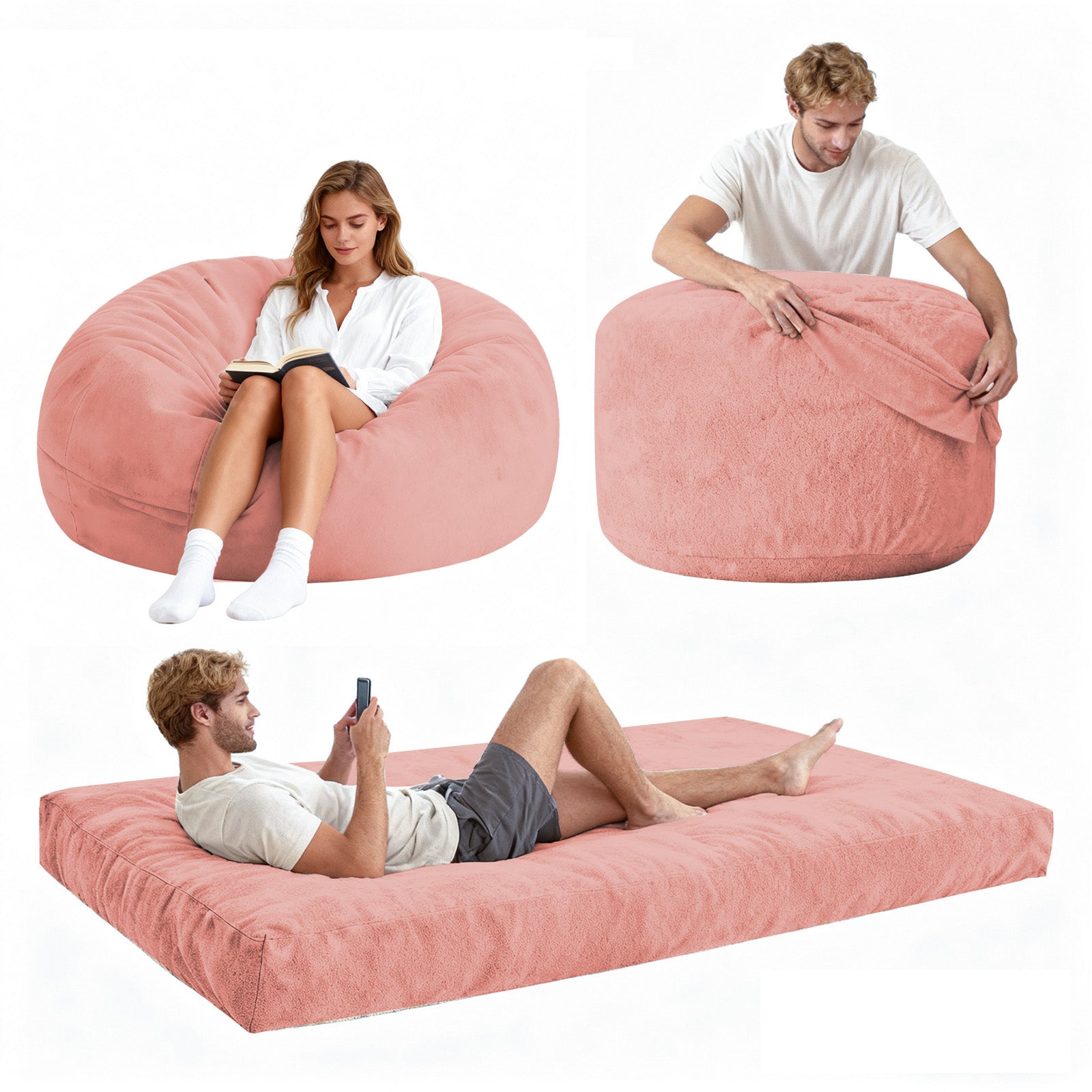 DBC-FENSE Convertible Bean Bag Chair Bed 2-in-1 Lounge Solution