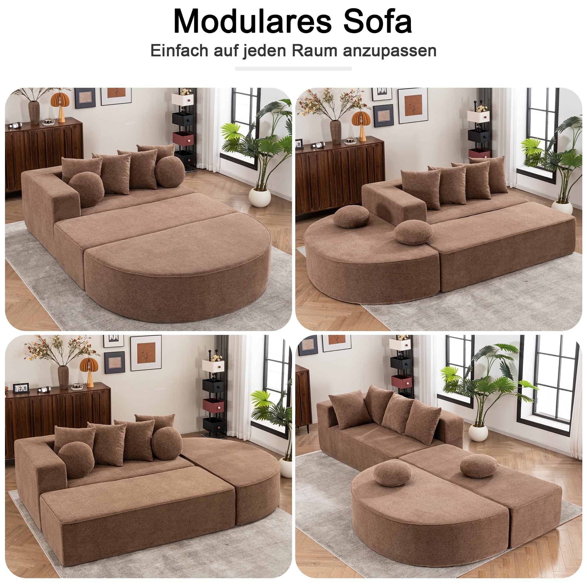 Boneless Cloud Sofa Modular Segmented No Assembly - Chenille Fabric