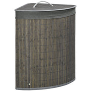 Laundry Basket 55L with Lid and Removable Bag, Grey Bamboo