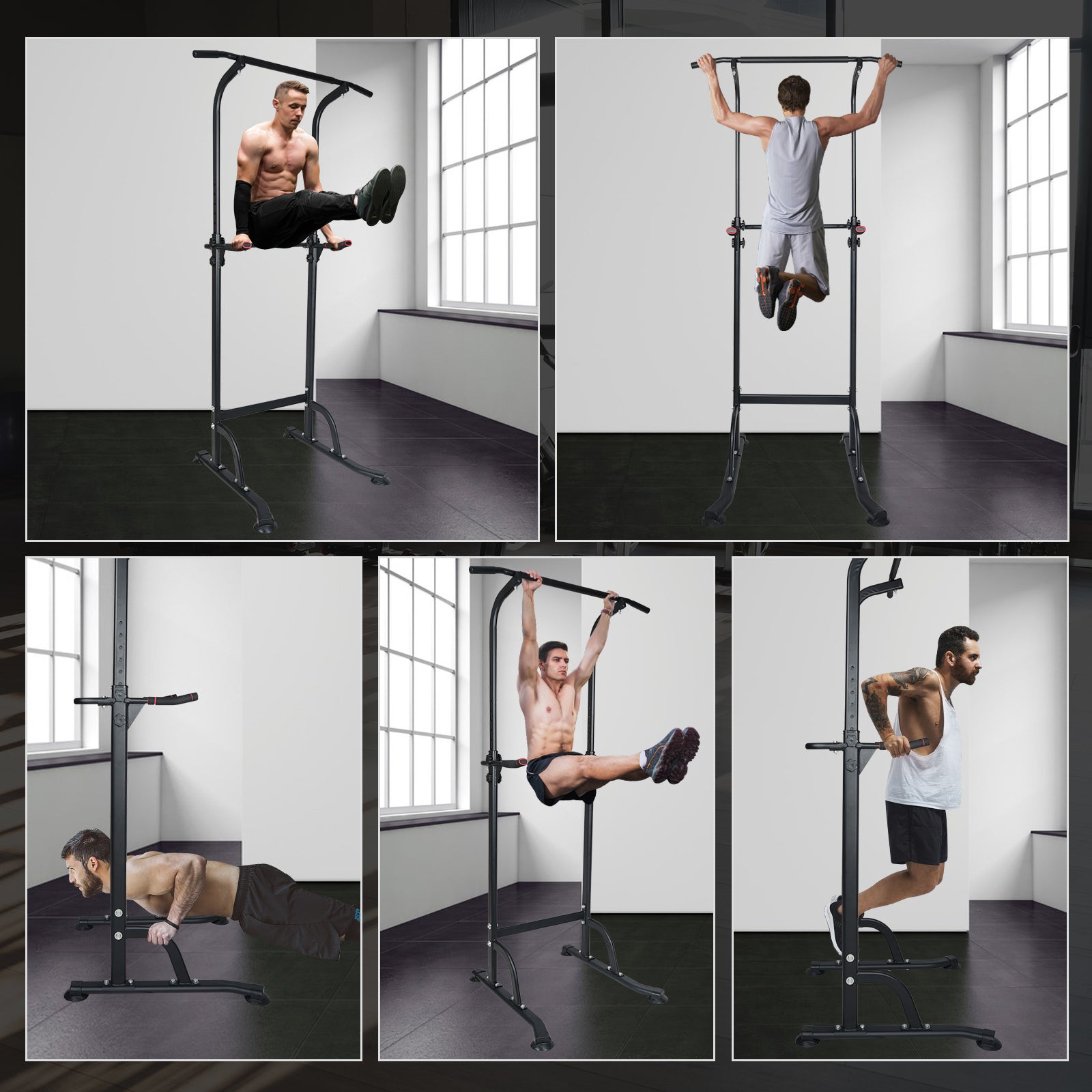 Power Tower, Adjustable Height Multi-Function Dip Stand for Home Gym Strength Training