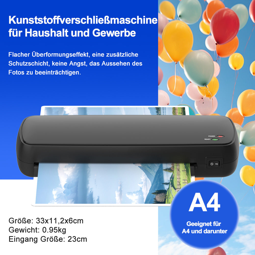 Laminator Machine, A4 Hot & Cold Fast Warm 9 Inch Thermal, Black