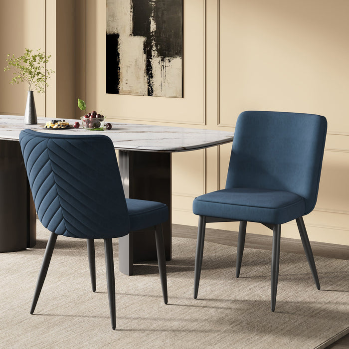 2 Dining Chairs, Comfortable Modern Style, Dark Blue Velvet Fabric