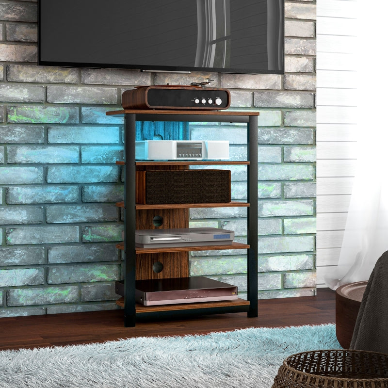 4-Tier Corner TV Stand with Storage, LED Lights, Cable Management, Small TV Unit Entertainment Centre for TVs up to 29"