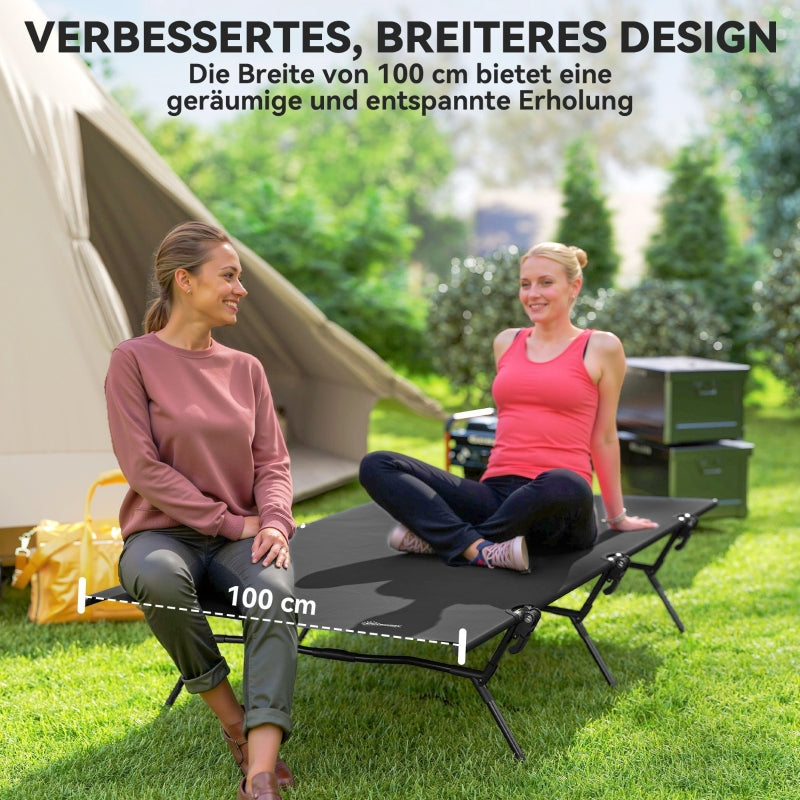 Folding Camp Bed with Carrying Bag, 200x100x36 cm, 120 kg Capacity, Black