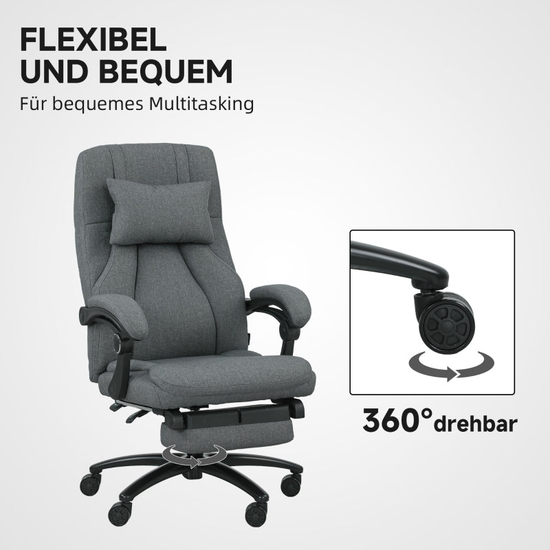 Vinsetto Massage Office Chair with USB Interface, Swivel Wheels, Dark Grey