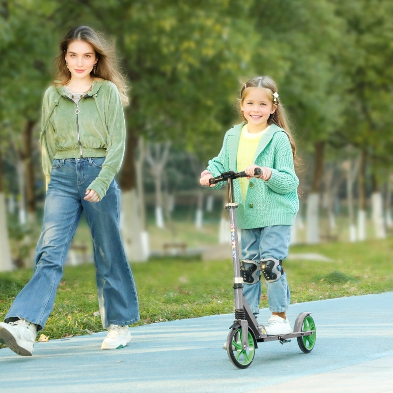 AIYAPLAY Children's Scooter foldable with adjustable handlebar height, 2 large wheels, rear mudguard brake, green