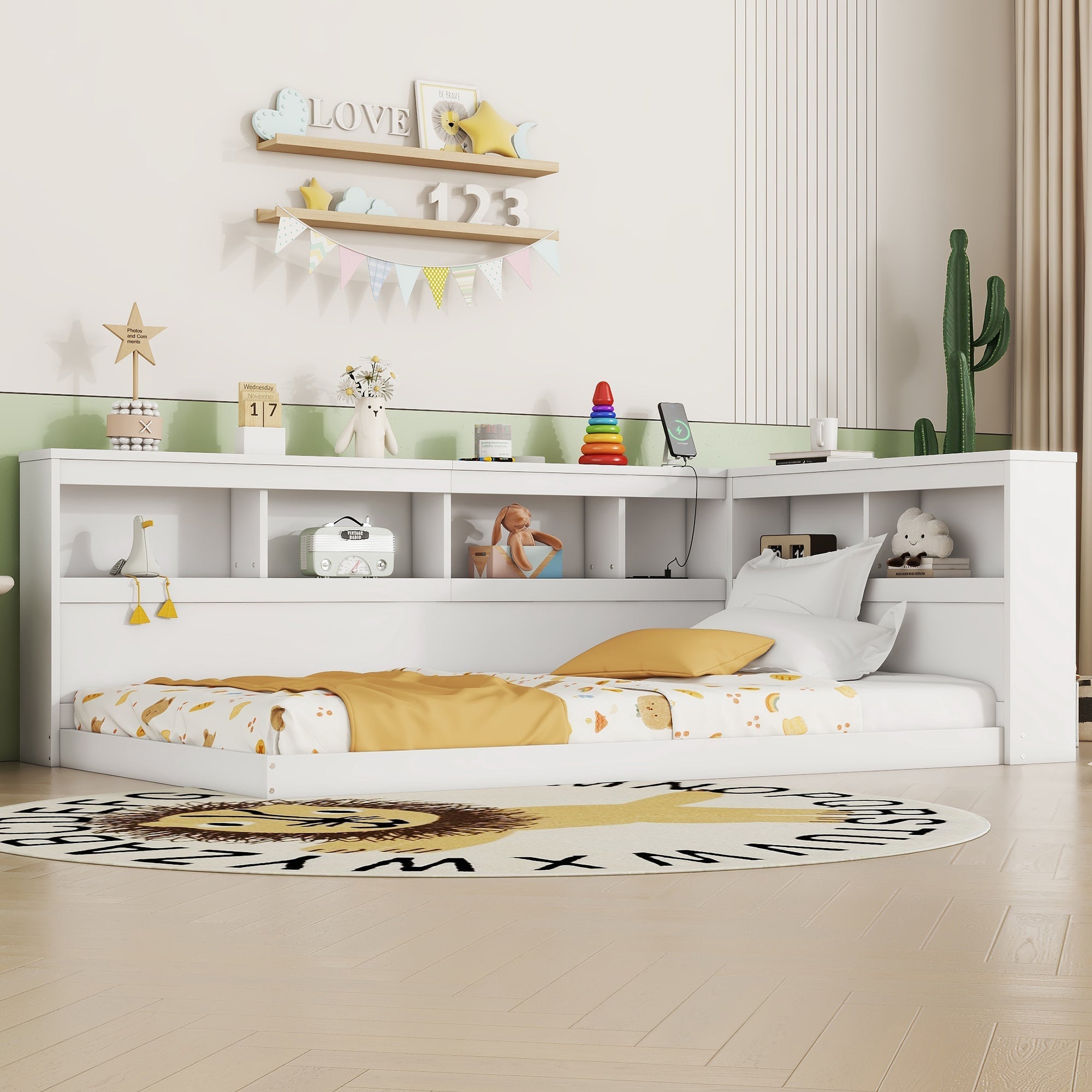 Daybed Sofa Bed 90x200cm with Power Outlet 2 USB Ports Slatted Base White