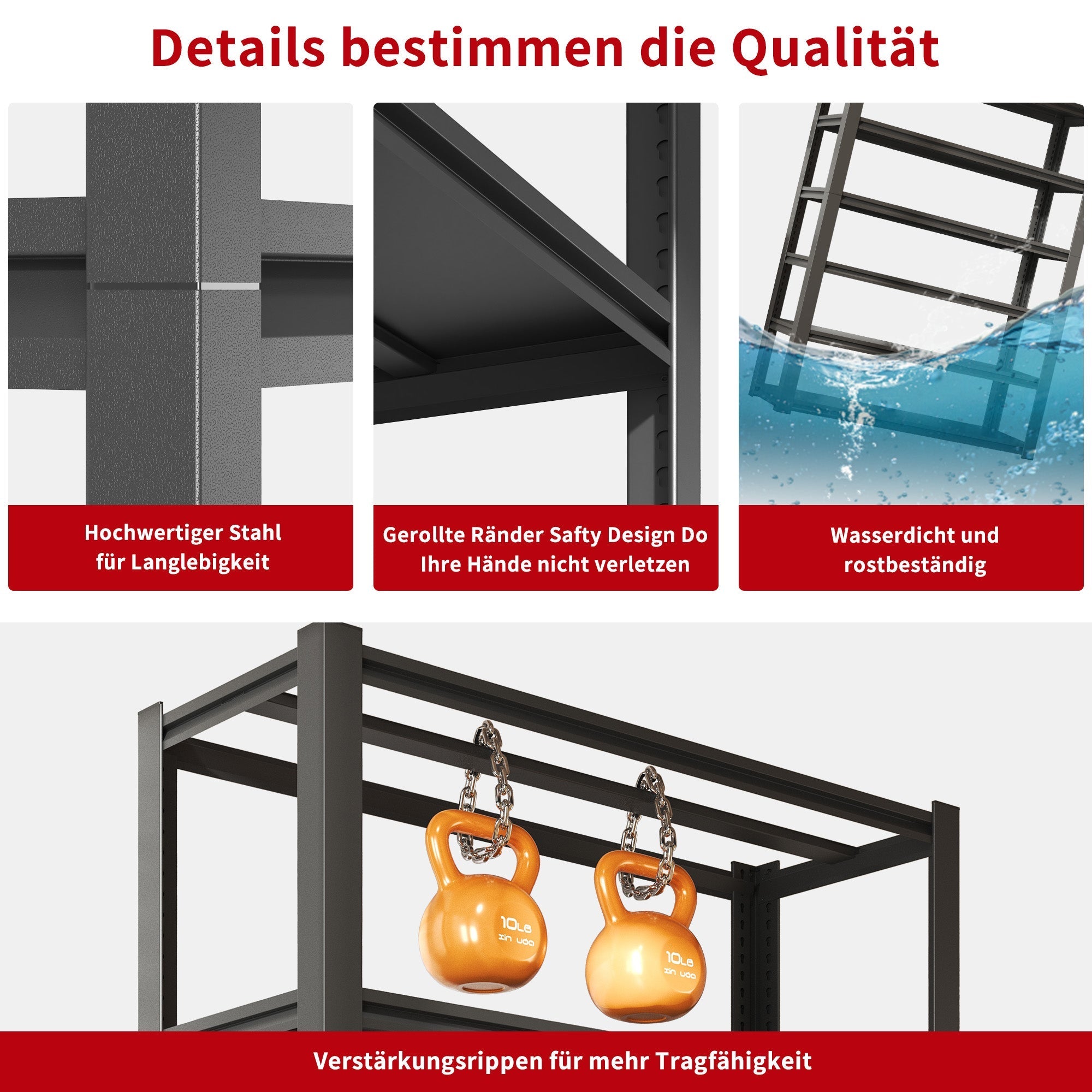 Metal Shelving Unit 5-Tier 160cm H Adjustable 650kg Load - Steel