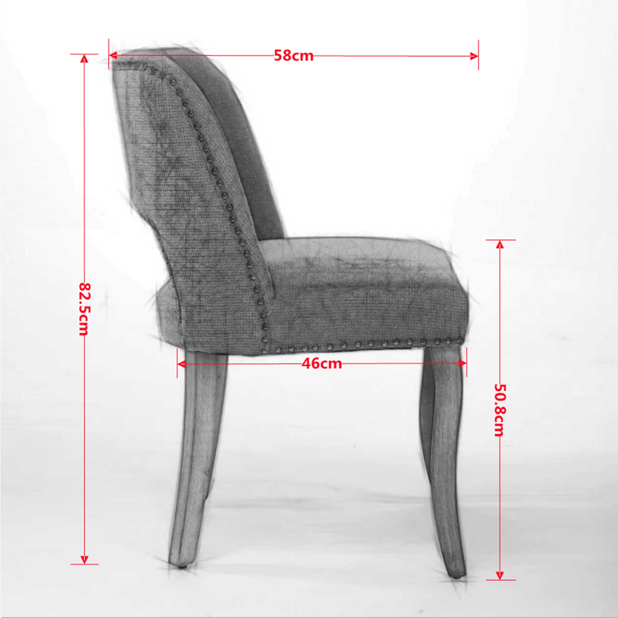 Wooden Dining Chairs Set of 2 Modern Fabric Upholstered Farmhouse - Beige