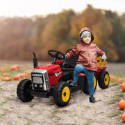 Electric Children's Tractor with Remote Control and 6 km/h Max Speed, Red and Black