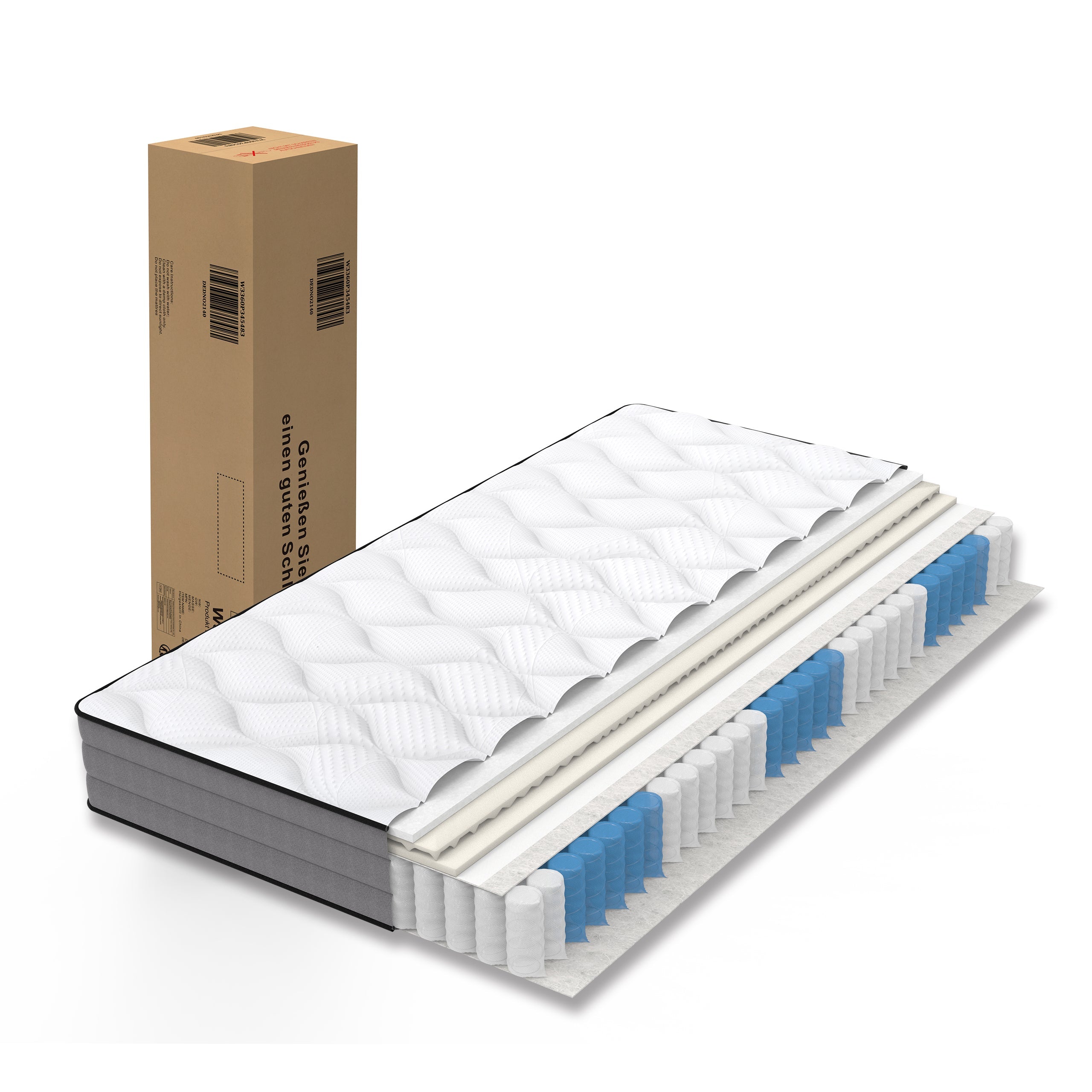 Quality Mattresses Deluxe Pocket Spring Mattress 180x200cm H3 7 Zone 1000 Springs, Lyocell Cover