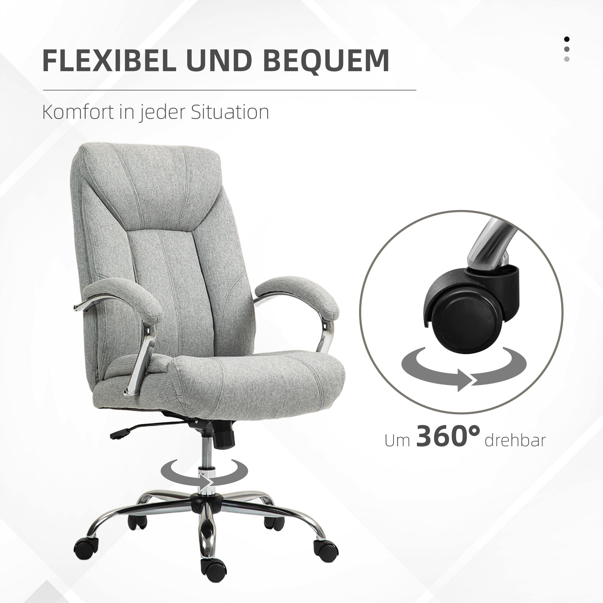 Vinsetto Office Chair, Rocking Ergonomic Adjustable Swivel, Light Grey Nylon