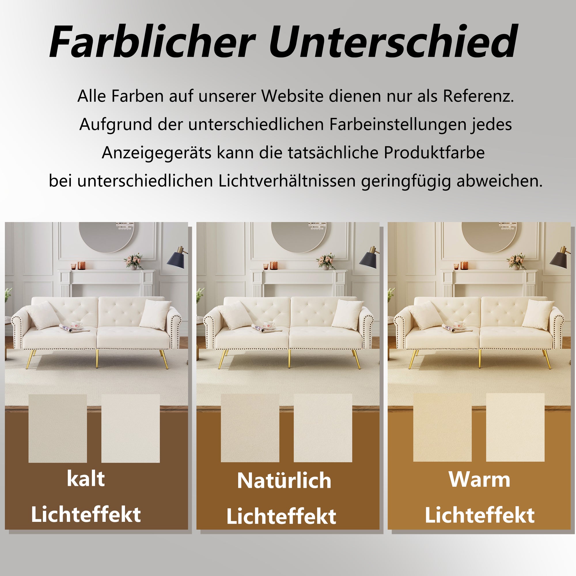 2-Seater Sofa Bed 3-Position Adjustable Back Gold Legs - Velvet
