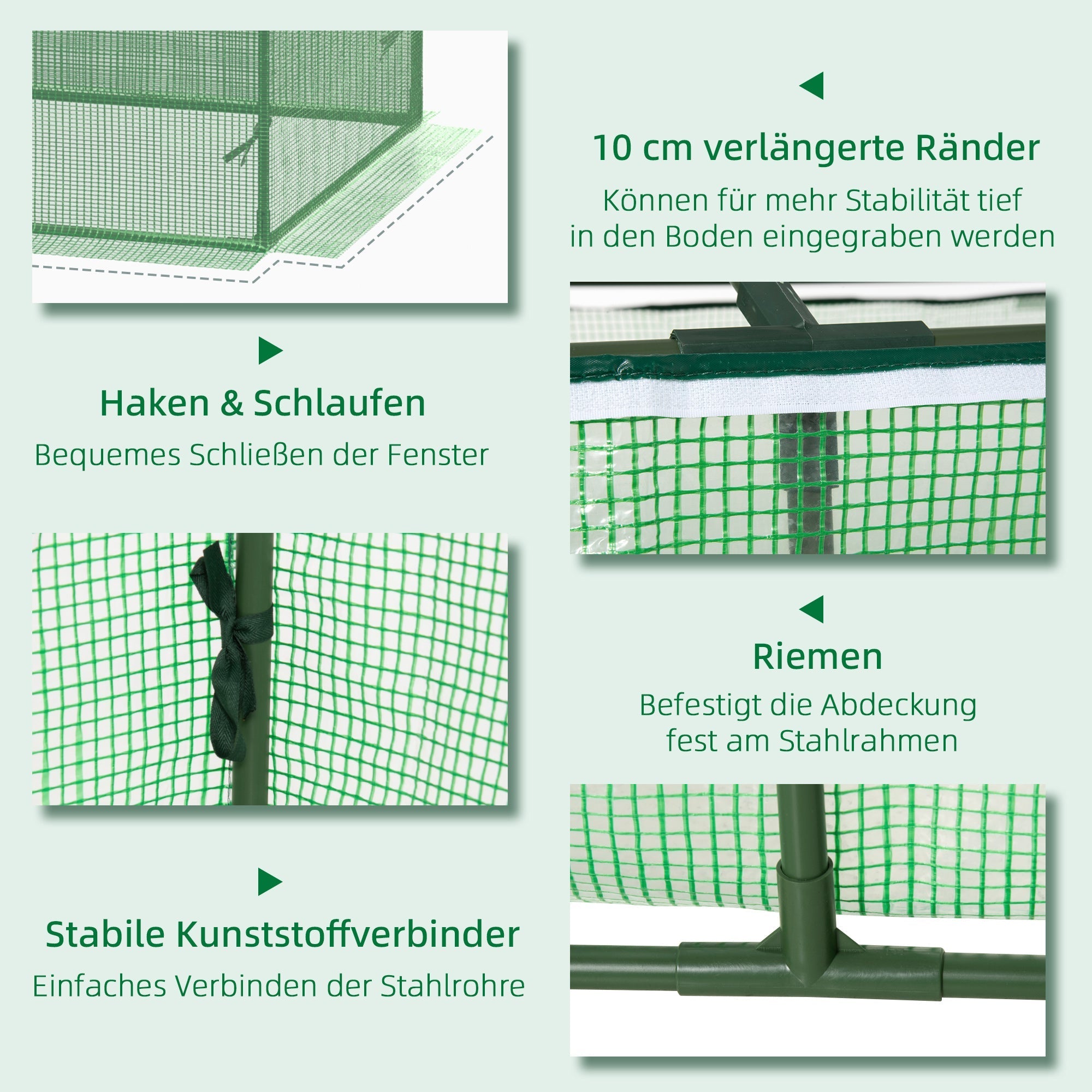 Foil Greenhouse Cold Frame with Window 180x90x70cm - Green