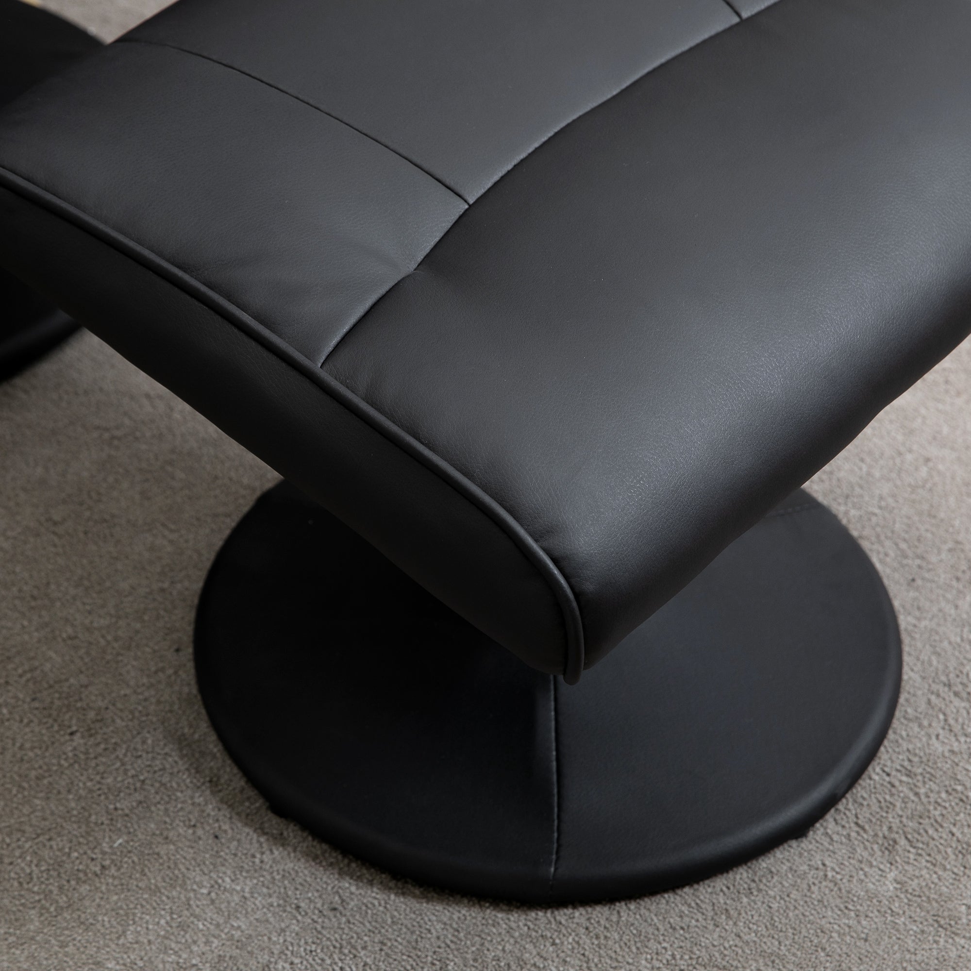 Reclining Massage Armchair TV Chair with Footstool, Storage, 10-Point Vibration, Faux Leather Black