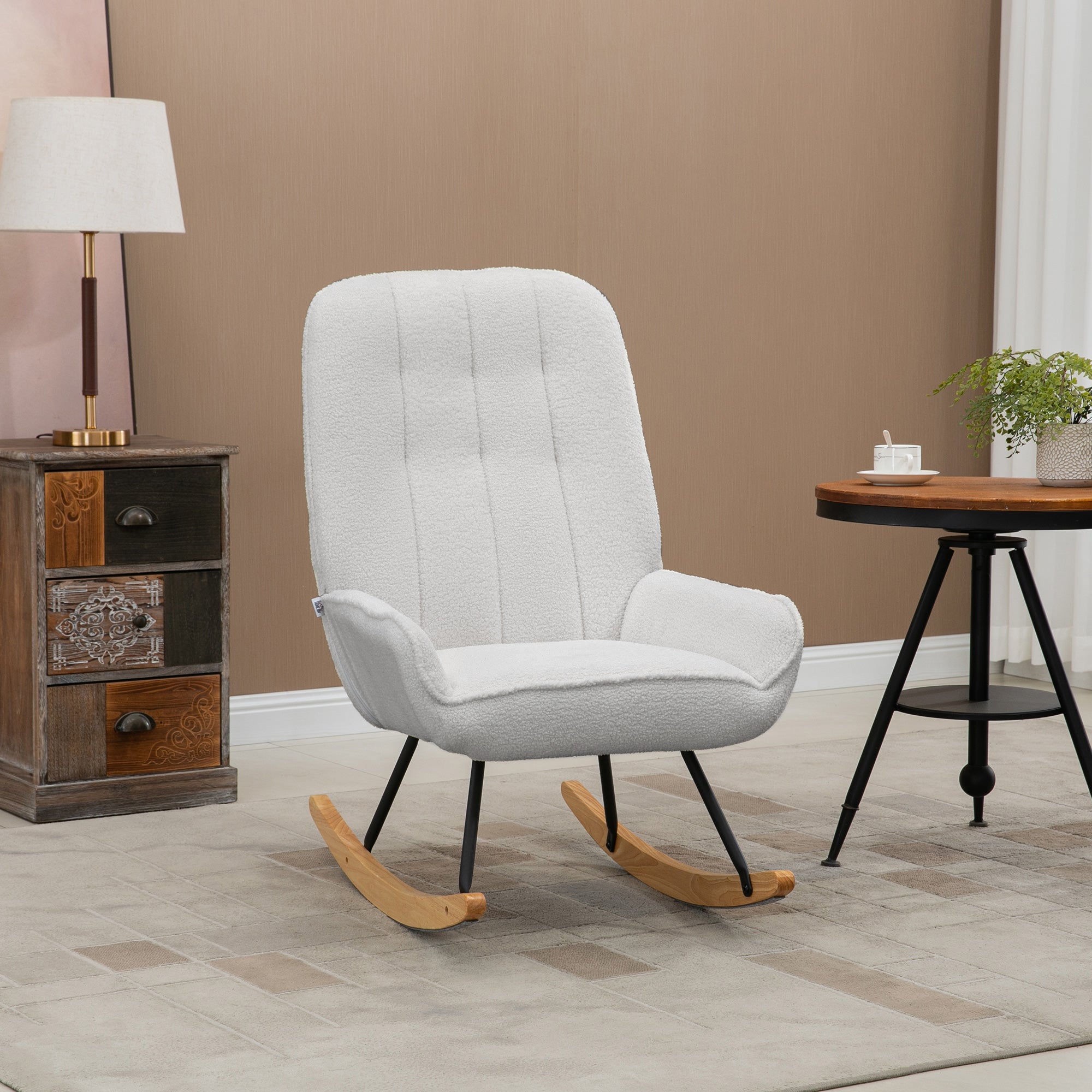 Rocking Chair Upholstered Relaxing 150 kg Sherpa Fleece Grey