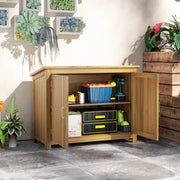 Gartenschuppen aus Holz, wetterfester Geräteschuppen mit Regalen, Braun