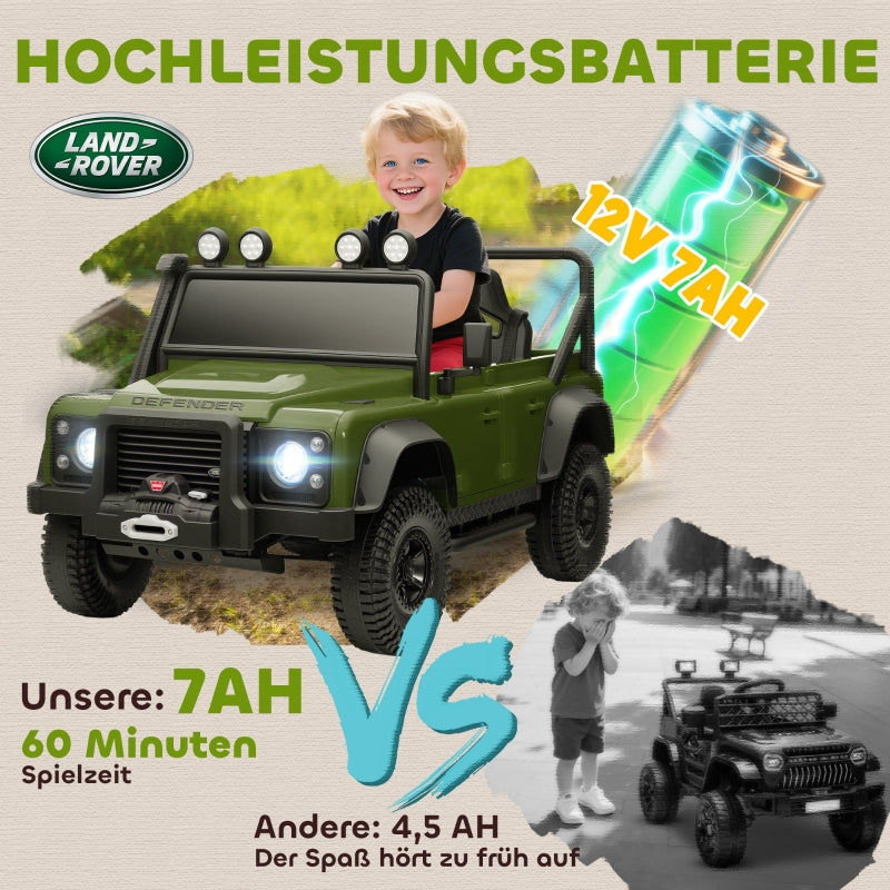 AIYAPLAY children's electric car, 12V battery operated, remote control, music, horn, LED lights, green
