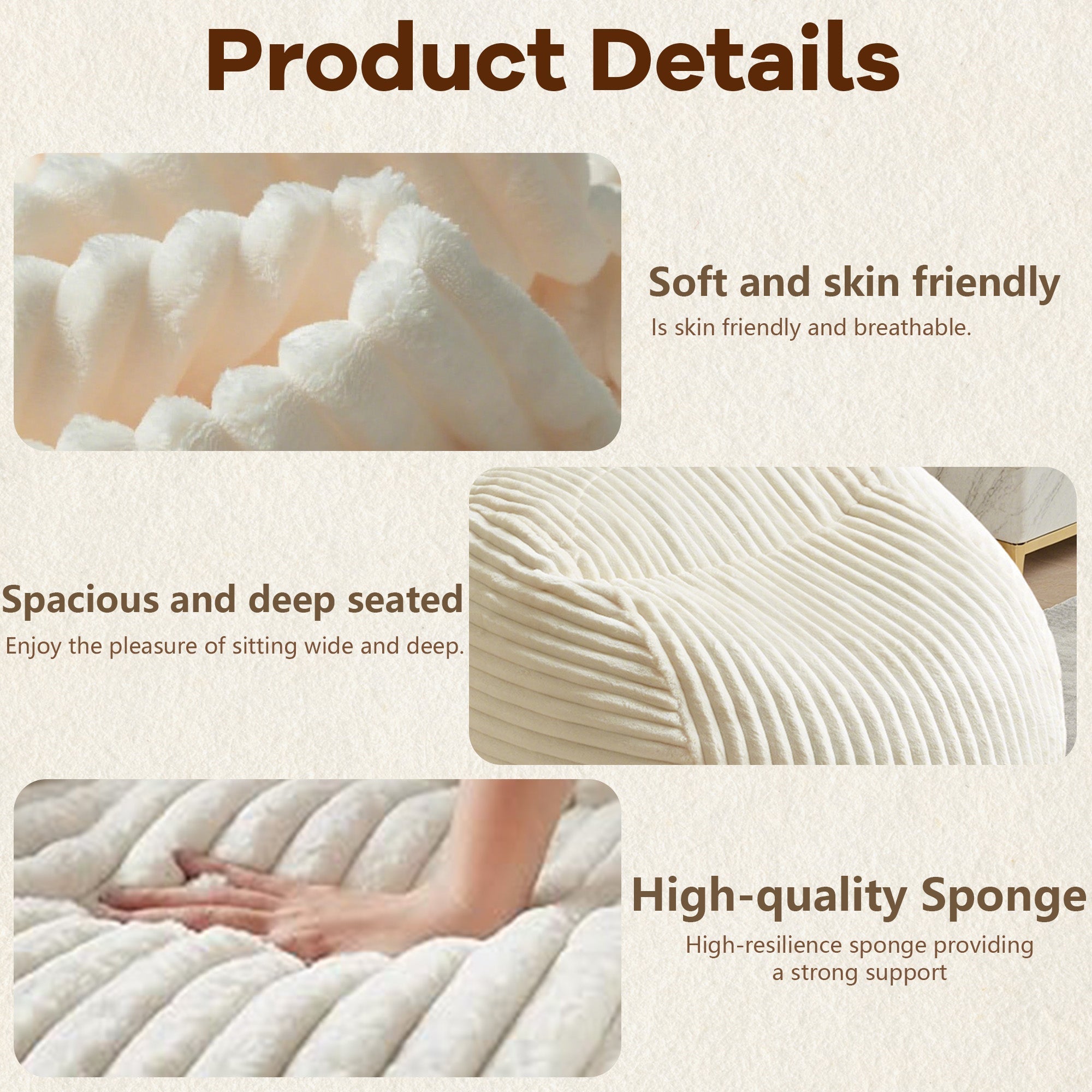 Bean Bag Chair Ultra Plush Memory Foam Lounge Sofa - Beige