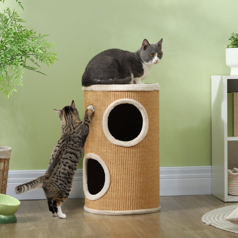 Cat Tree, Plush Sisal Surface, Brown-Beige