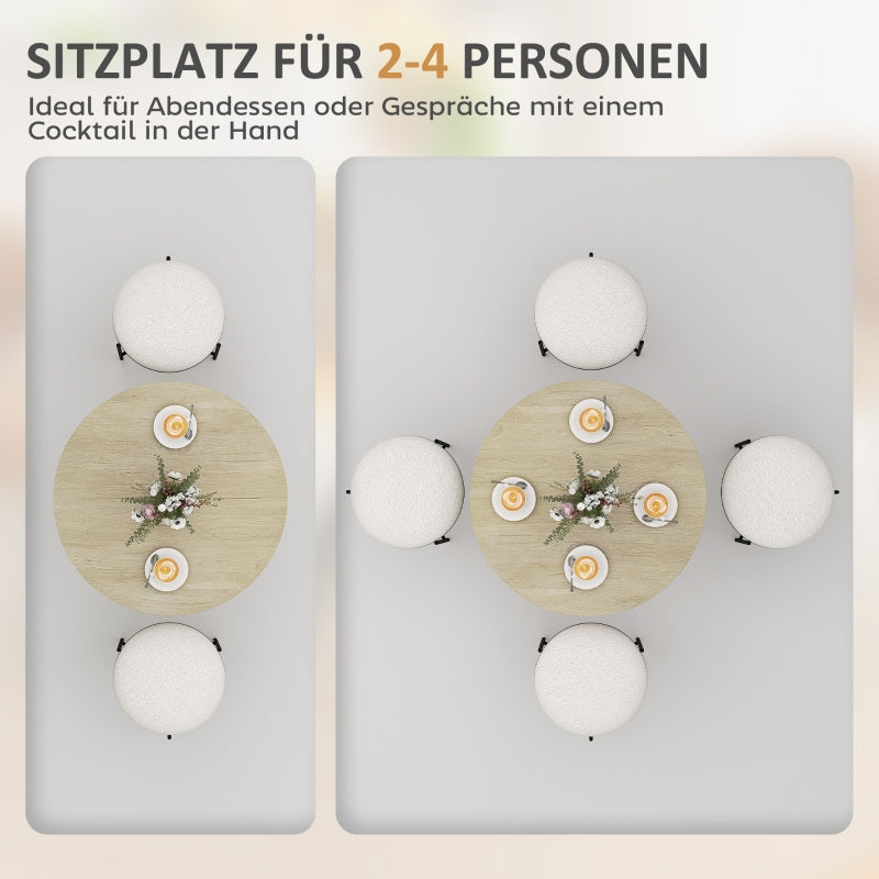 Esstisch, runder Küchentisch für 2 Personen im Industrial Style, Eiche
