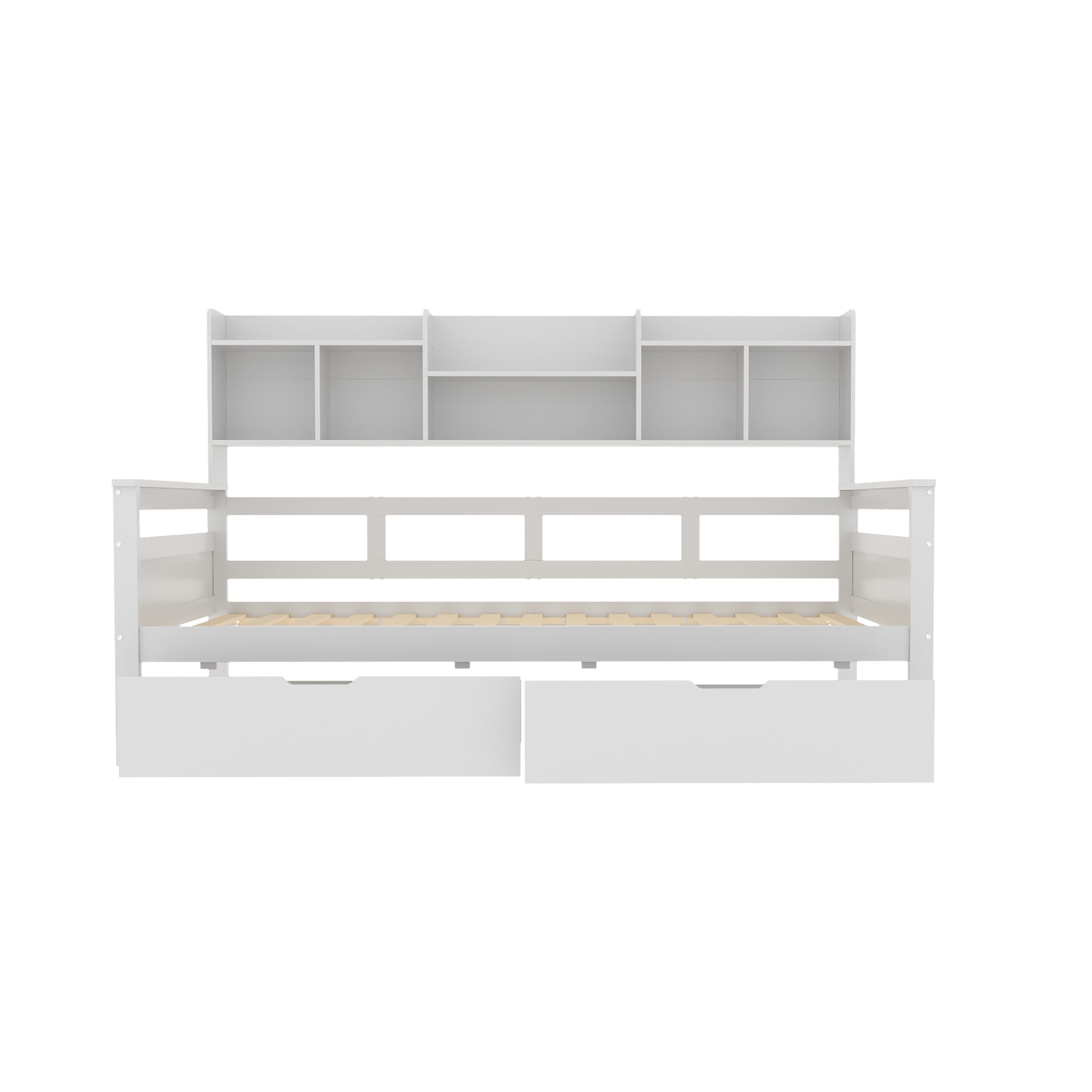 Sofa Bed 90x200, Storage Slatted Frame, Solid Wood White