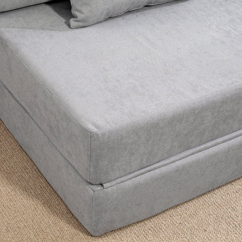 Floor Sofa Upholstered Couch Convertible Mattress Foam Light Grey