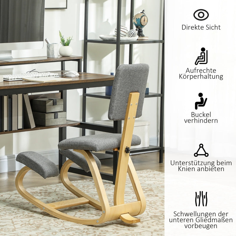 Ergonomischer Kniestuhl, Gesundheitsstuhl für das Home Office, Grau
