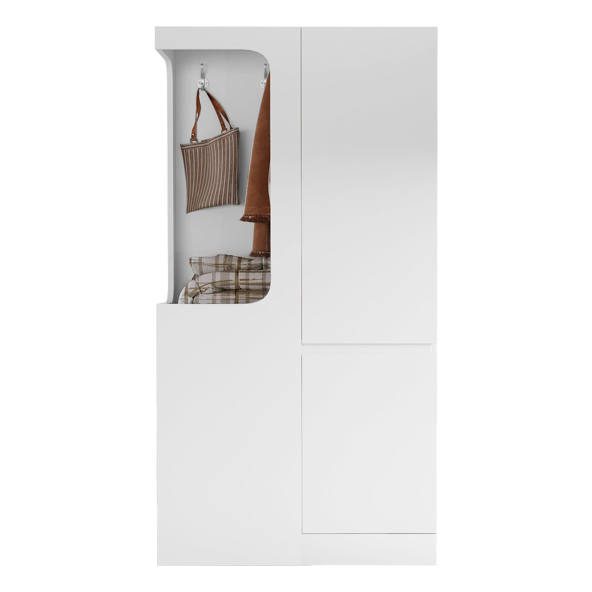 Wardrobe 70x40x170cm Drawers Storage Open Area Single Door, White