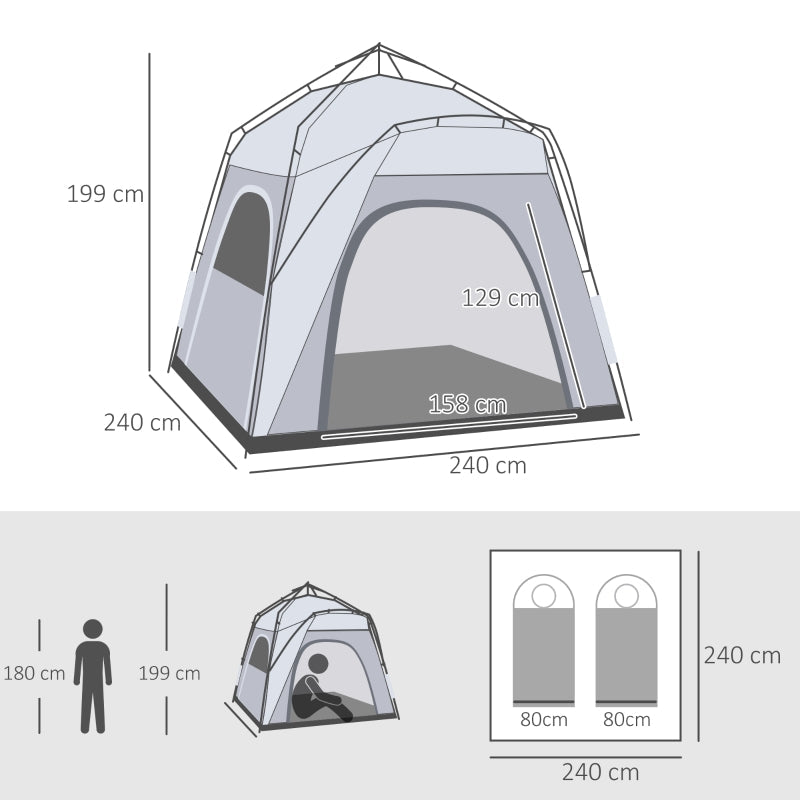 Kuppelzelt, 4 Personen, leicht, wasserdicht, UV 50+