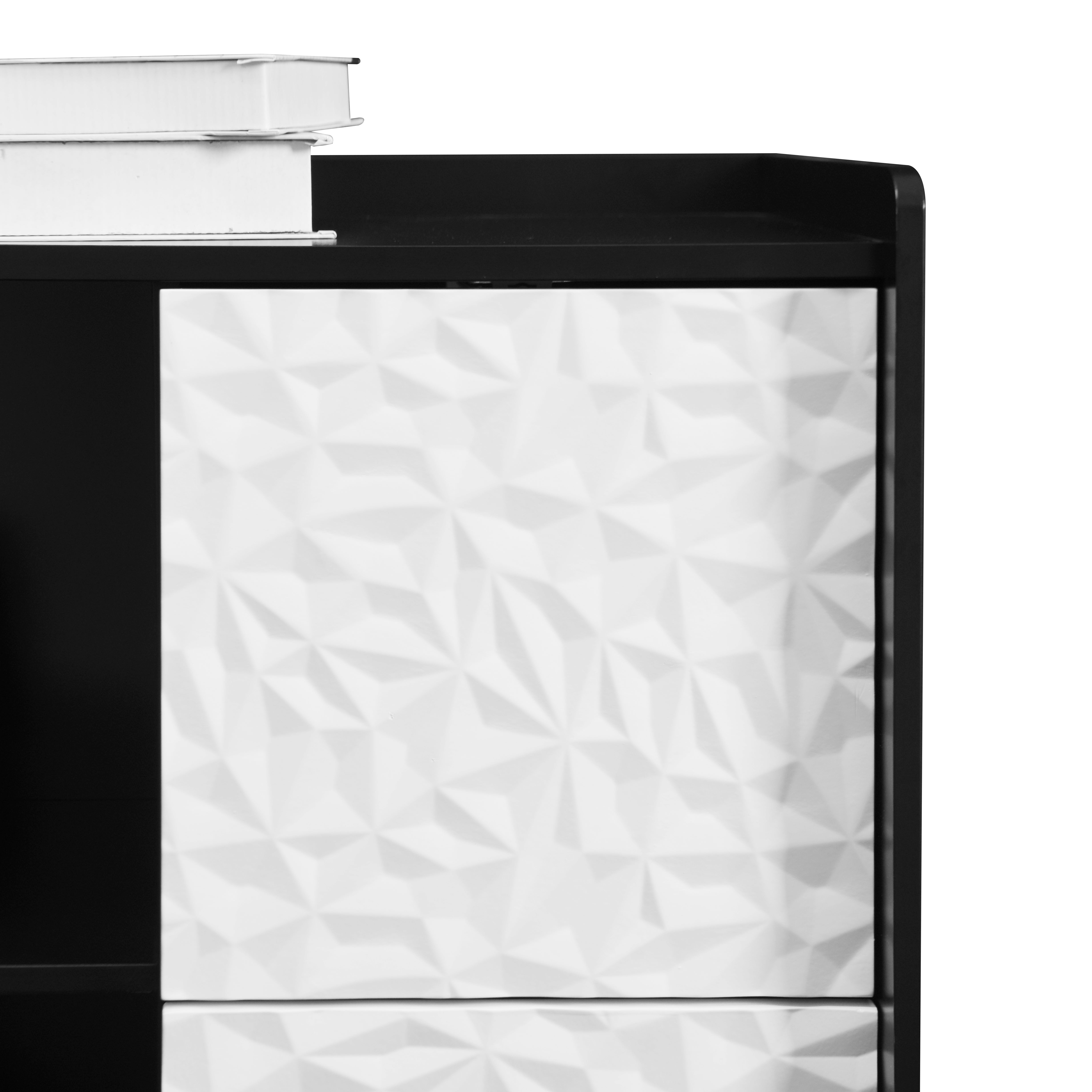 Sideboard Buffet Cabinet 2 Drawers 2 Open Storage - Black/Blue Doors