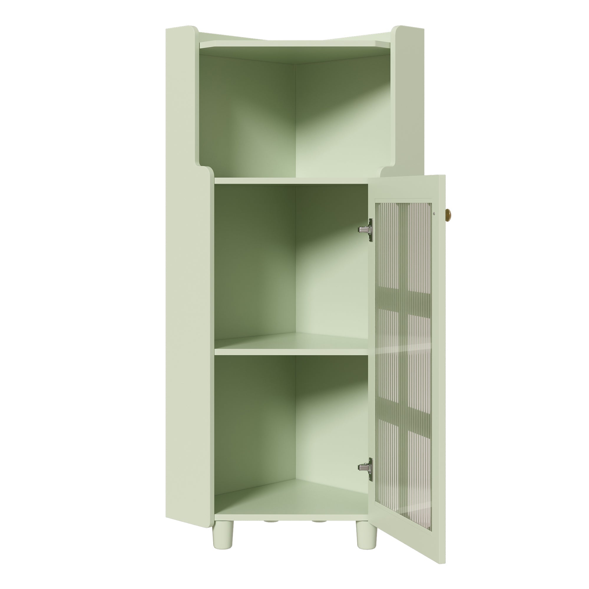 Corner Cabinet LED App Control Lacquered Finish 63.5x124cm - Green