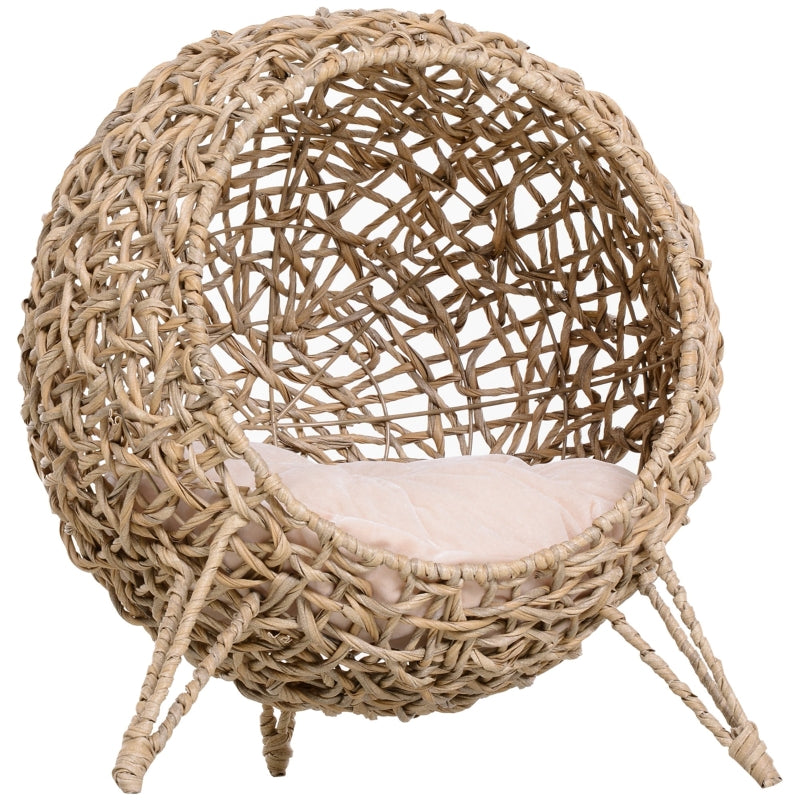 Rattan Katzenhaus, Katzenhöhle mit Kissen, erhöhte Füße, Natur