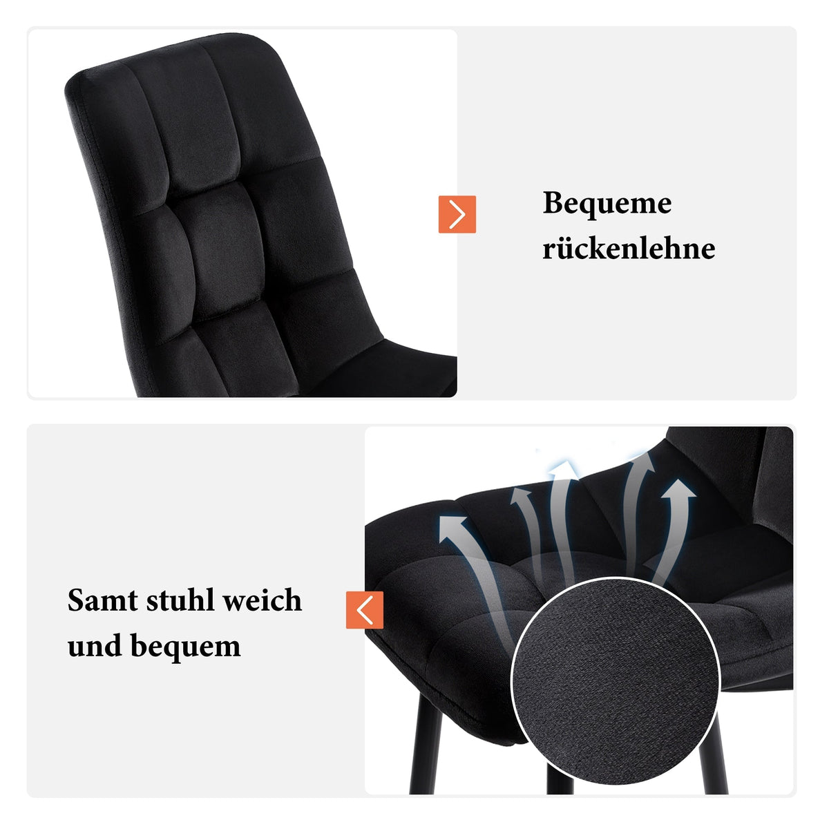 Dining Set Extendable 140/180cm Table with 4 Black Velvet Chairs White MDF and Black Legs