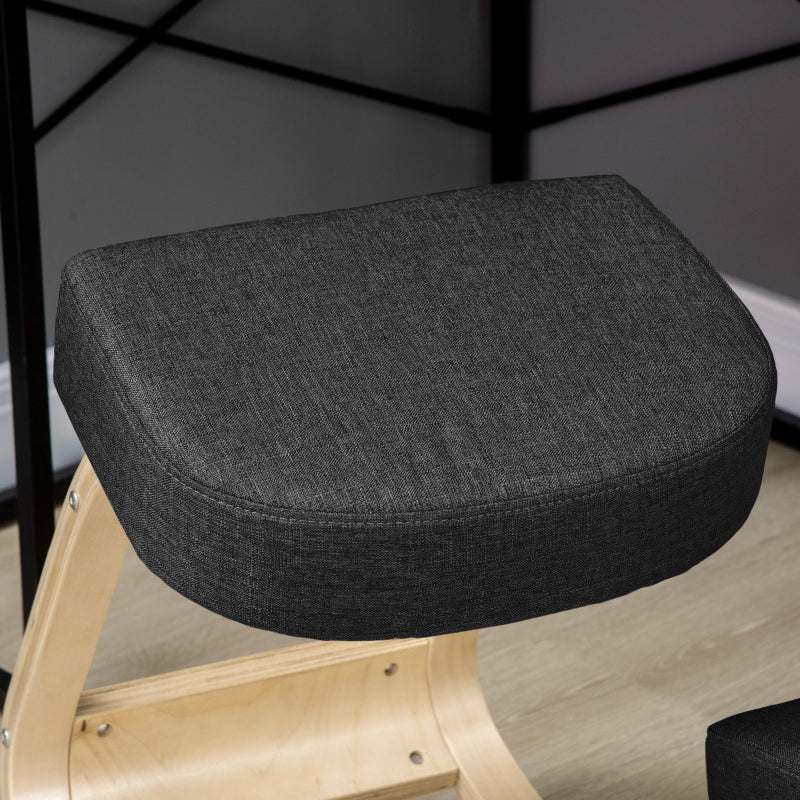 Vinsetto Kneeling Stool, Ergonomic, Upholstered, Birch Wood, Black