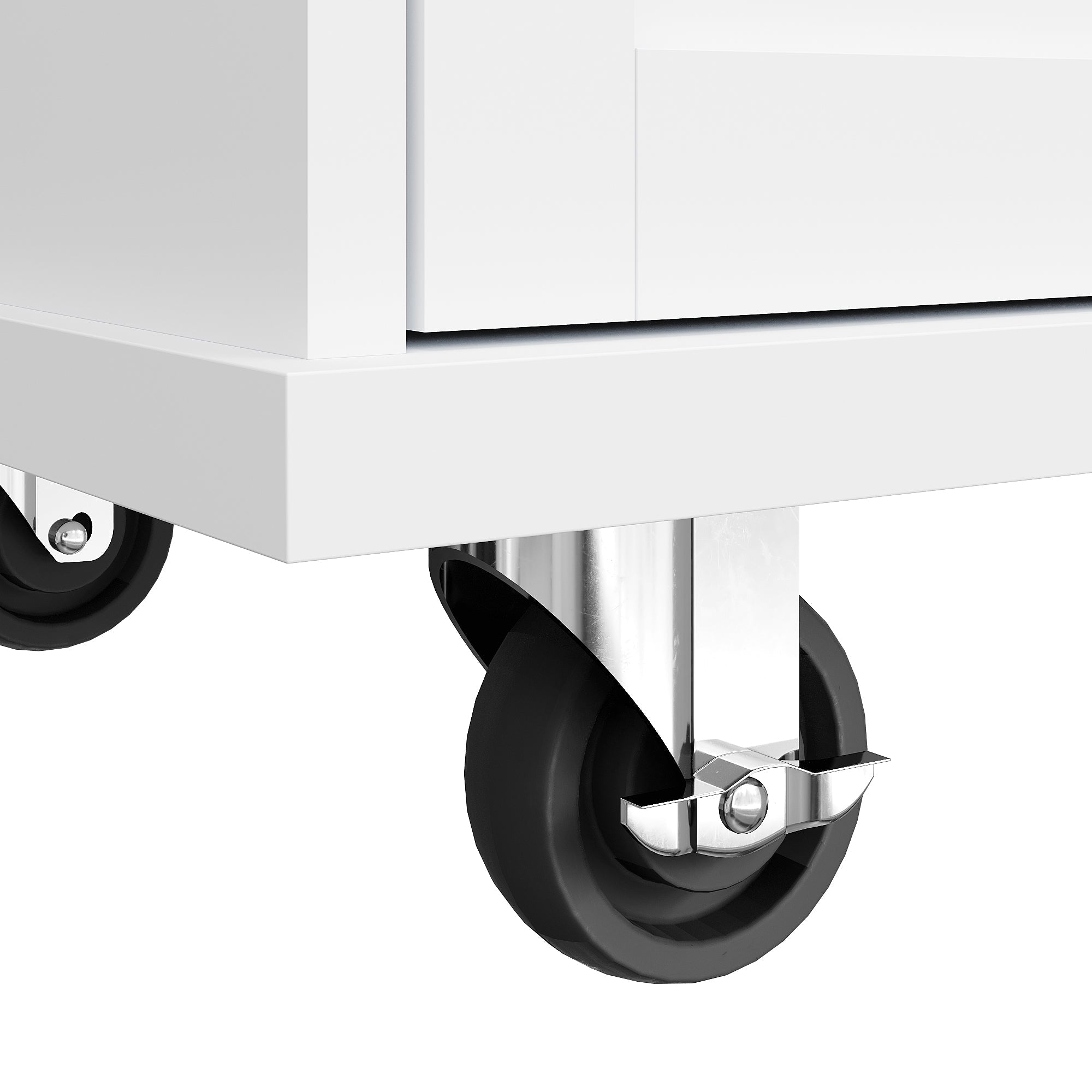 Dining Trolley, 134x46x92cm Drawer & Cabinet Storage, Mobile/Stationary Dual-Use, White