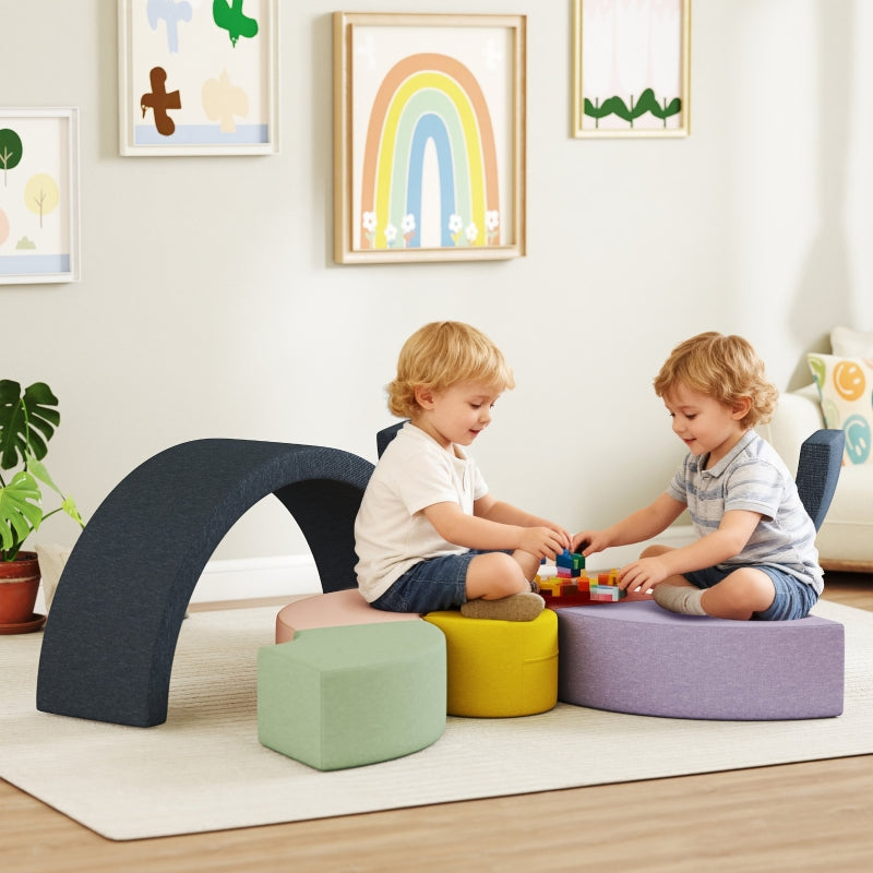 7-Piece Soft Building Block Set for Toddlers, Foam with Washable Corduroy Cover, Colorful