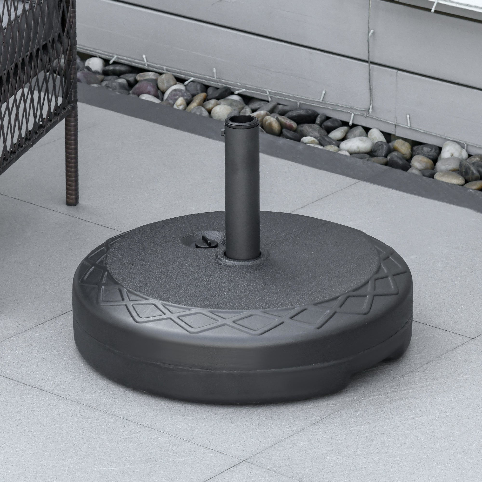 Parasol Base Ø55x38cm Water/Sand Fillable HDPE Black