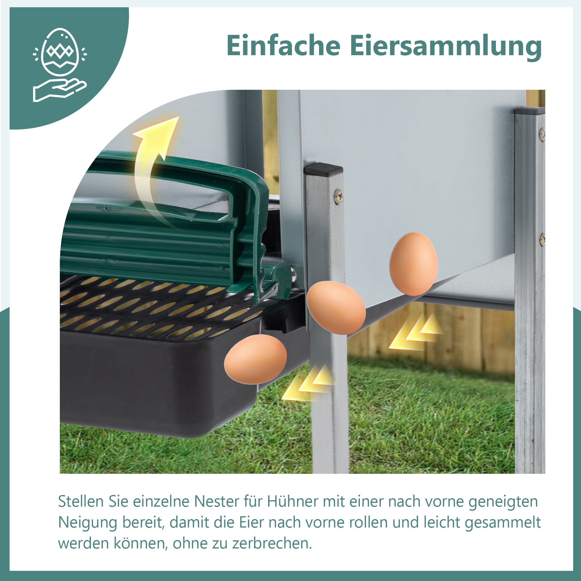 Chicken Nesting Boxes with 3 Holes, Legs and Outdoor Cover, Green