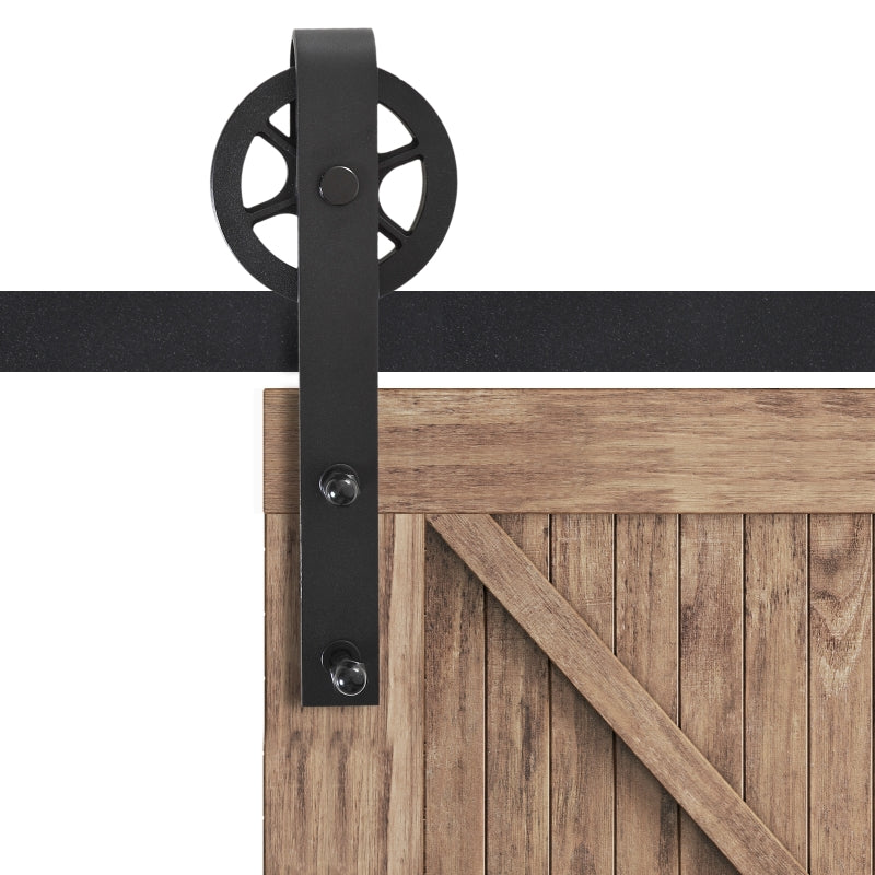 Sliding Door Hardware Kit 200 cm with Rails, Rollers, Stopper, Carbon Steel Black