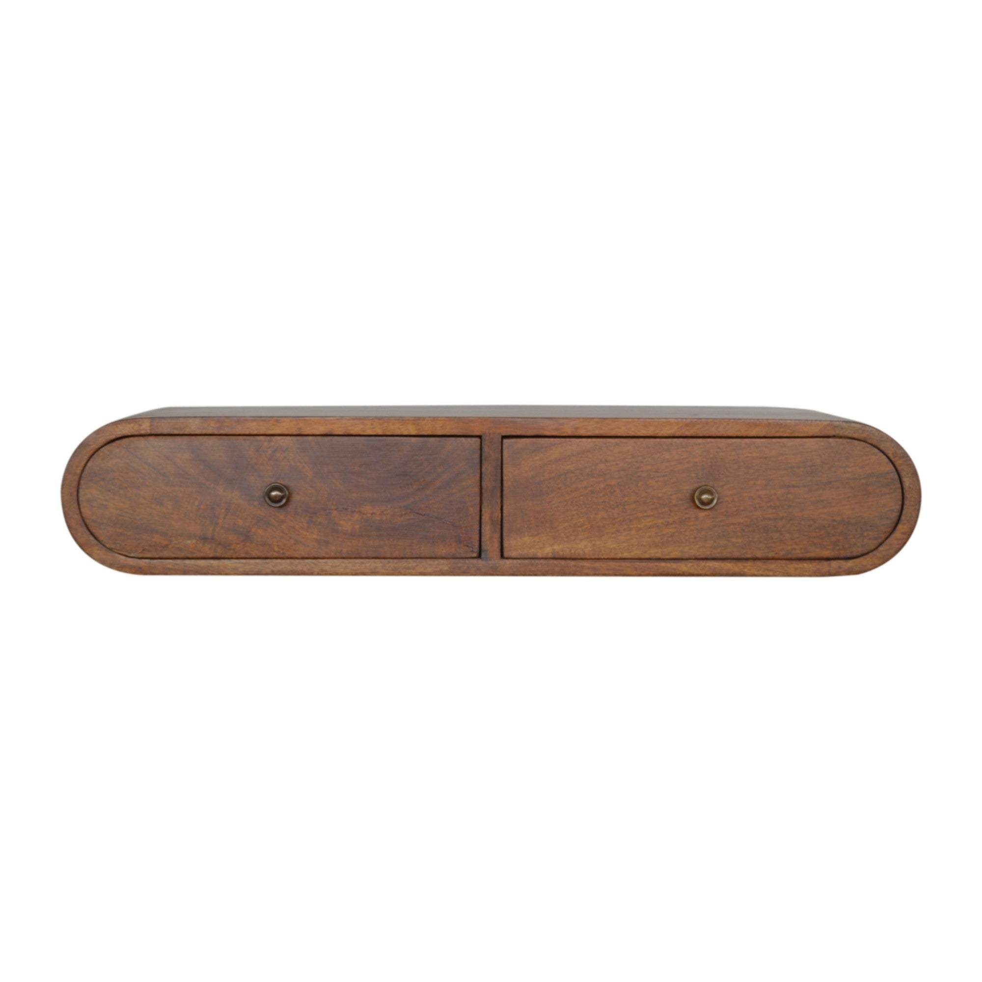 London Console, Floating with 2 Drawers, Solid Wood Dark Brown