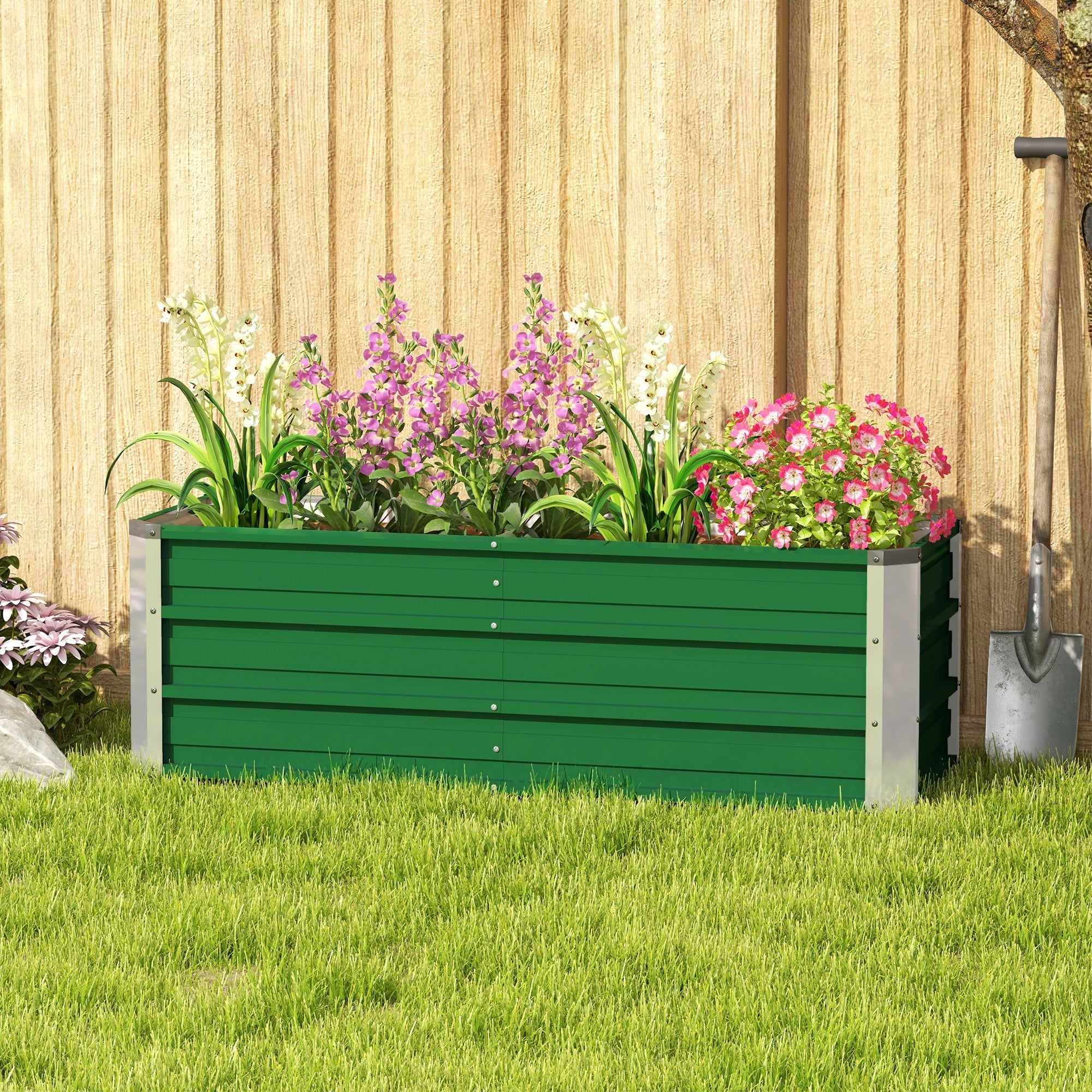 Raised Garden Bed/Planter Steel 125x47x40cm with Gloves, Green