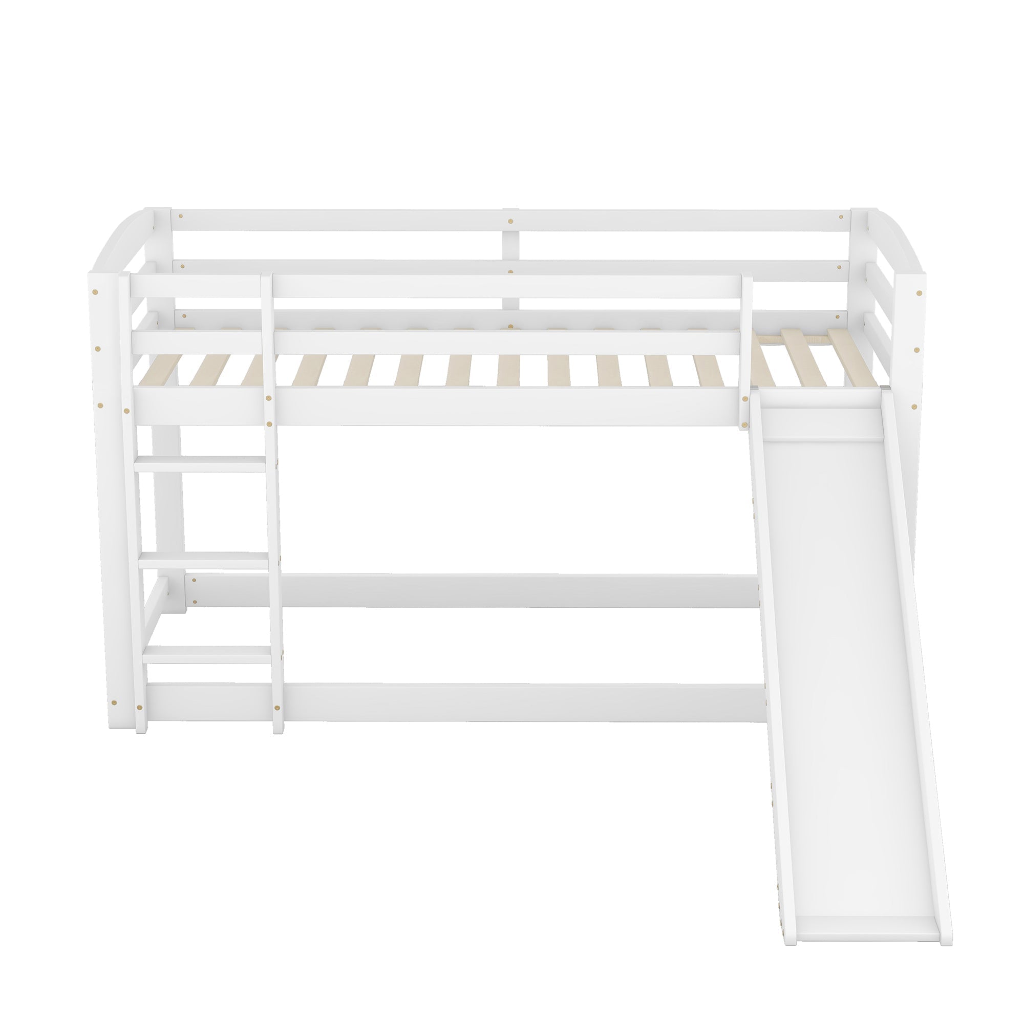 Bunk Bed 90x200cm with Slide, Solid Wood Frame for Kids & Teens, White