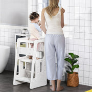 Kids Step Stool Adjustable Standing Platform Kitchen White