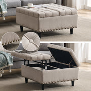Storage Chair, Large Square Liftable Bench with Space, Beige