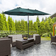 Double Patio Parasol with Hand Crank, Oval 460 x 270 x 240 cm, Dark Green