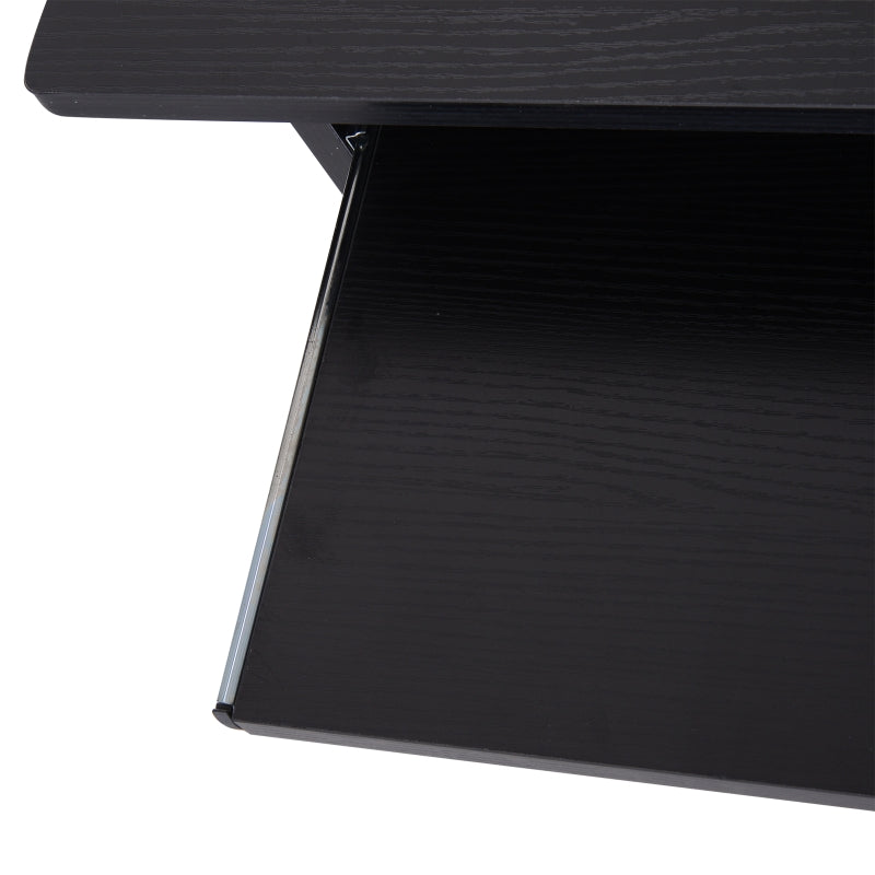 Compact Small Computer Table Desk with Keyboard Tray and Storage Shelf, Black
